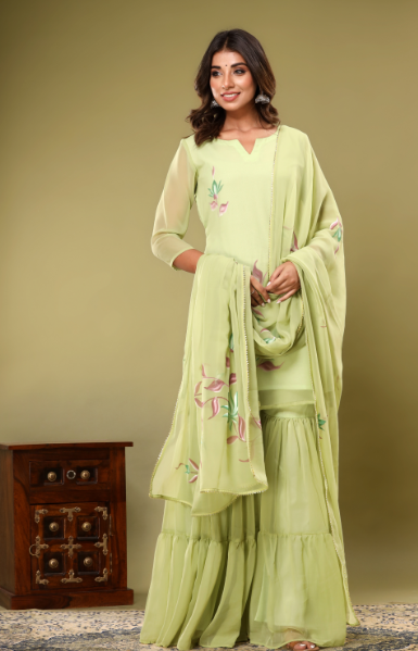 Women's Olive Sharara Set