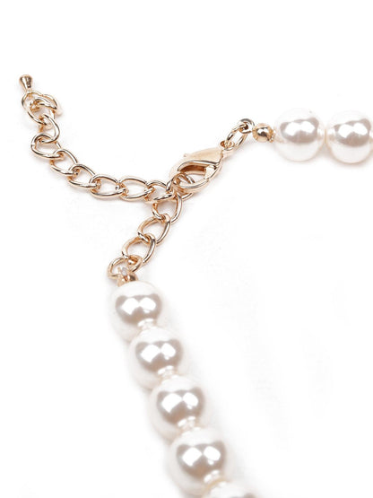 Women's Pearl Necklace Embellished With Crystals - Odette