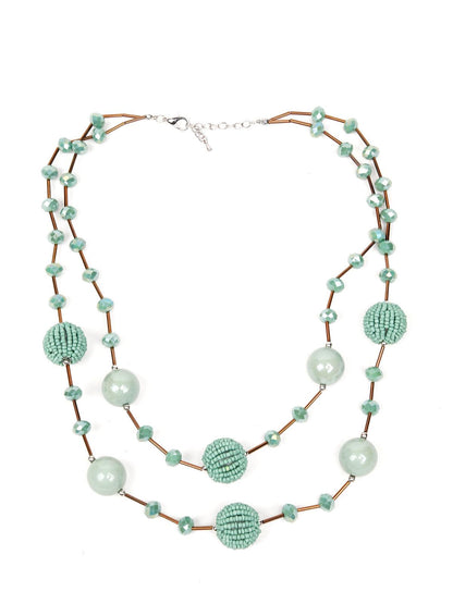 Women's Pistachio Green Beaded Statement Necklace Women - Odette