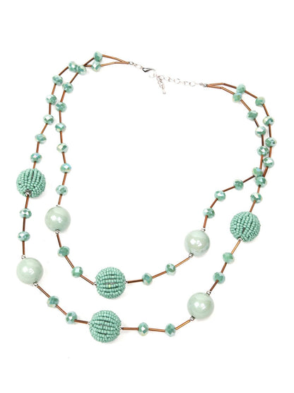 Women's Pistachio Green Beaded Statement Necklace Women - Odette