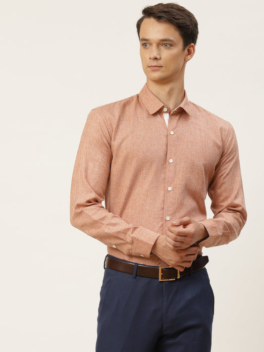 Men's Cotton Linen Rust Formal Shirt