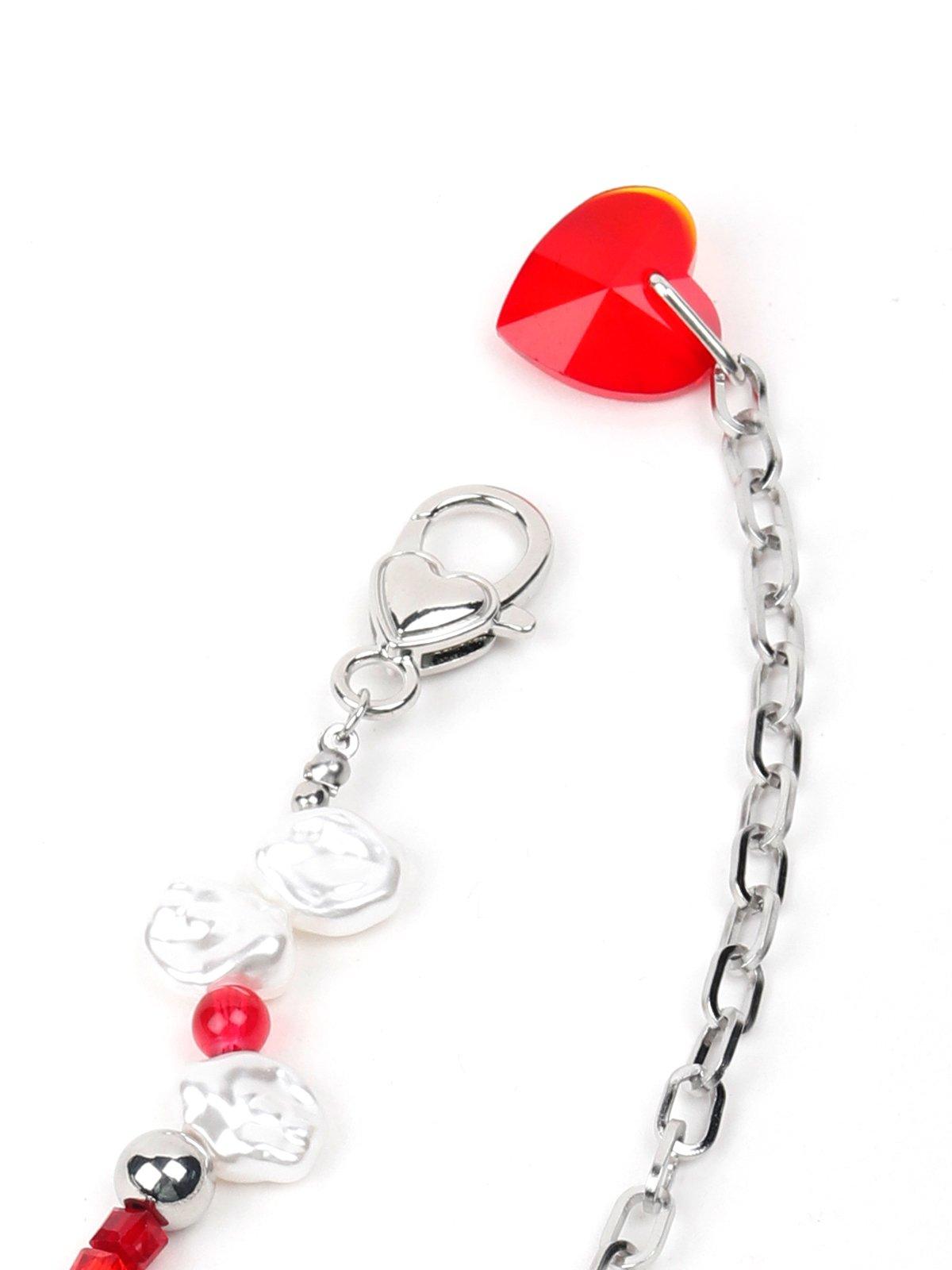 Women's Red And White Beaded Necklace - Odette