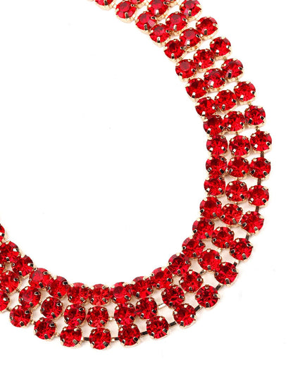 Women's Red Artificial Crystal Layered Statement Necklace - Odette