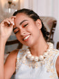 Women's Retro Style Huge White Pearl Statement Necklace - Odette