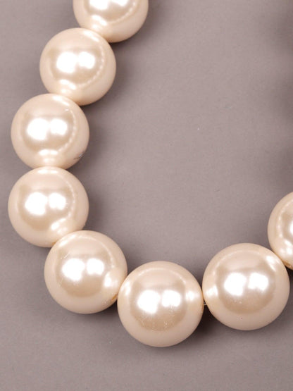 Women's Retro Style Huge White Pearl Statement Necklace - Odette