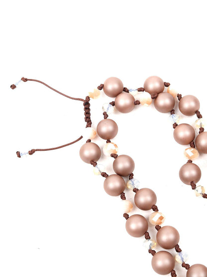 Women's Rose Gold Rounded Mala Necklace - Odette