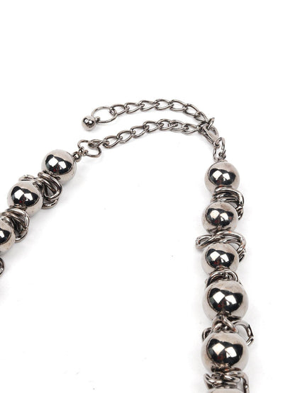 Women's Rounded Silver Statement Necklace - Odette