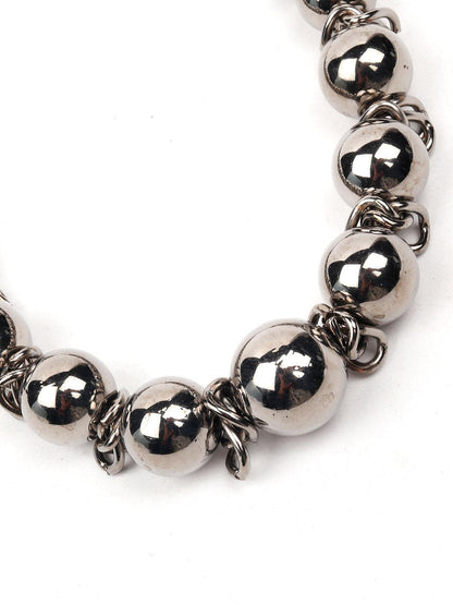 Women's Rounded Silver Statement Necklace - Odette