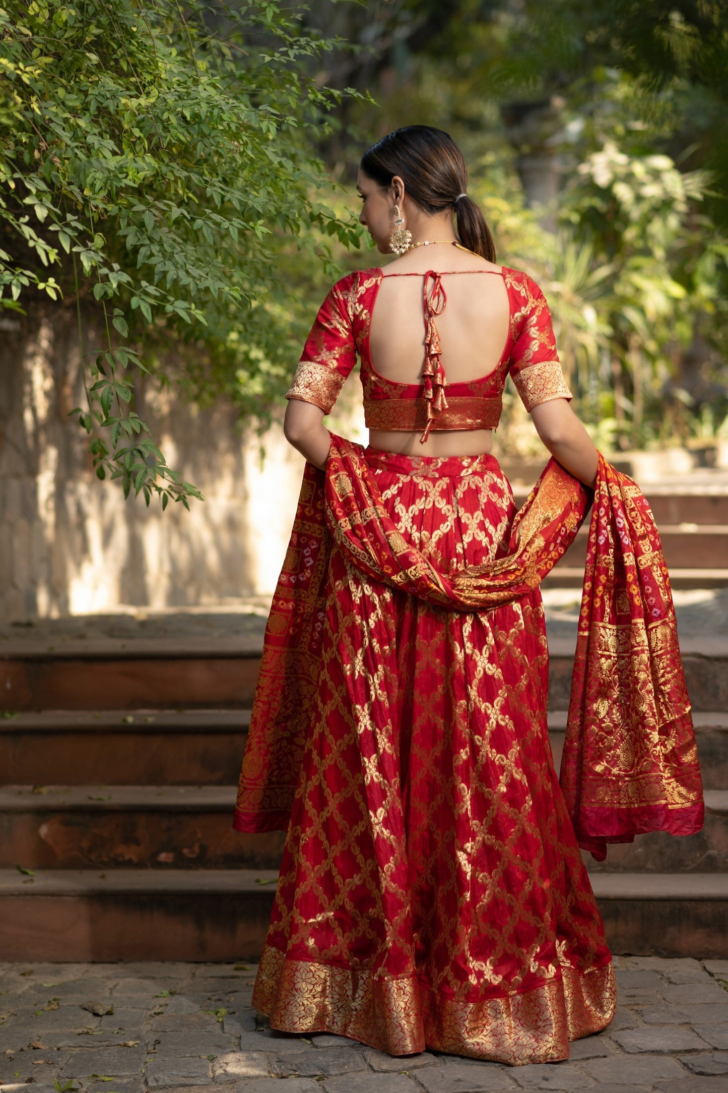 Red Lehenga Choli with Dupatta - 3 pcs set