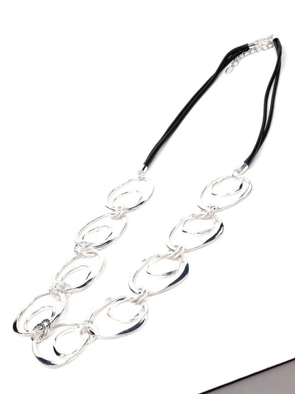 Women's Silver Tone Hoop Looped Statement Necklace - Odette