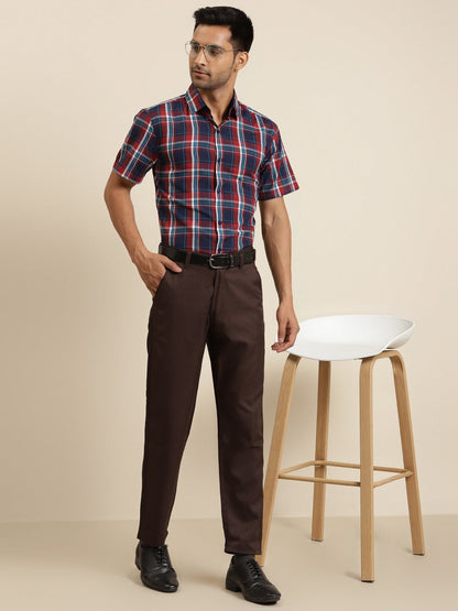 Men's Cotton Red Half sleeves Formal Shirt