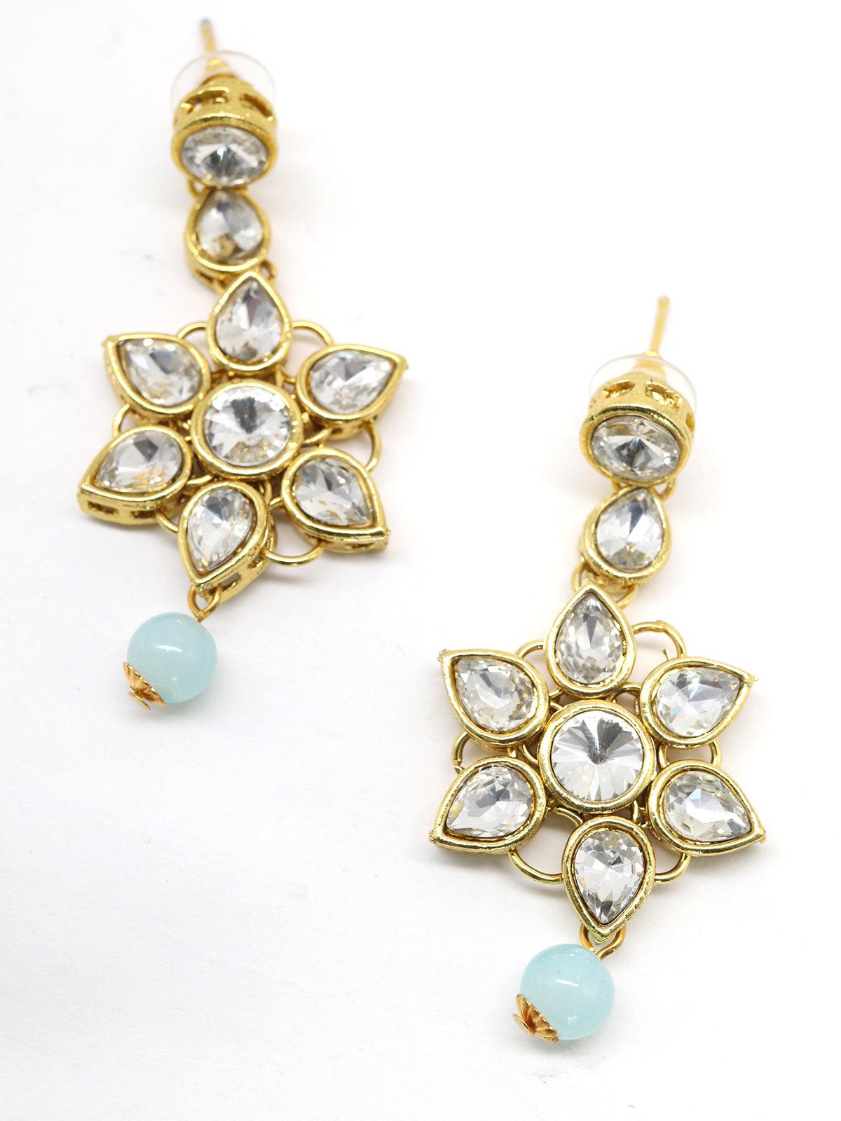 Women's Sky Blue And Regular Pearl Authentic Necklace With Earrings! - Odette