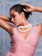 Women's Sophisticated Three-Layered Pearl Necklace G - Odette