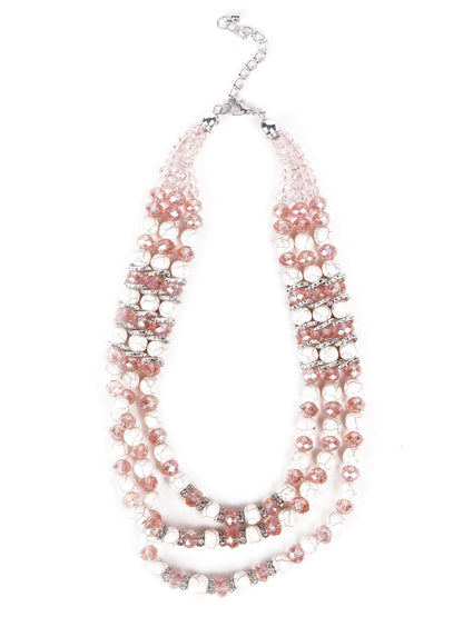 Women's Stunning Artificial Peach Beaded Layered Necklace - Odette