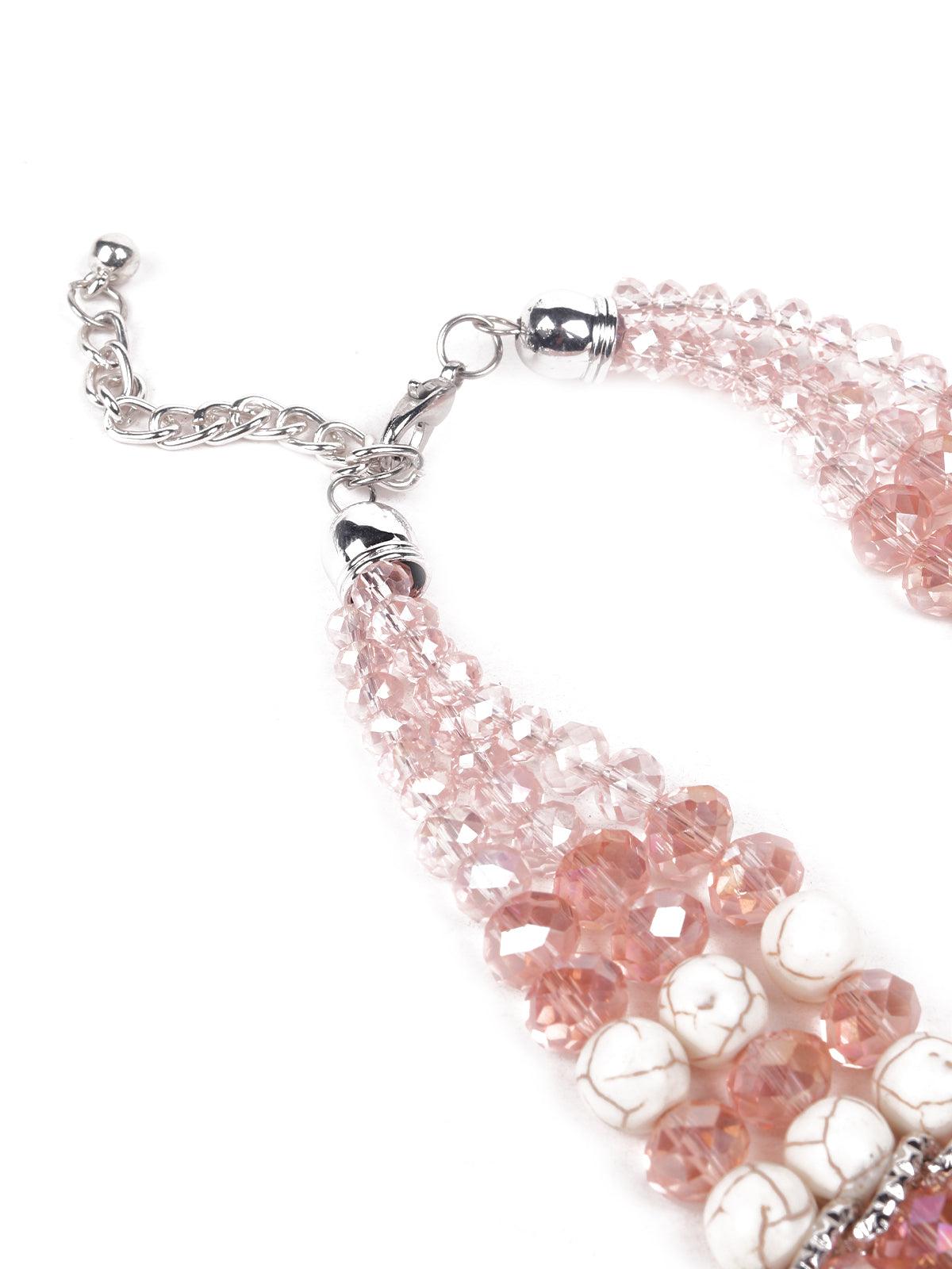 Women's Stunning Artificial Peach Beaded Layered Necklace - Odette