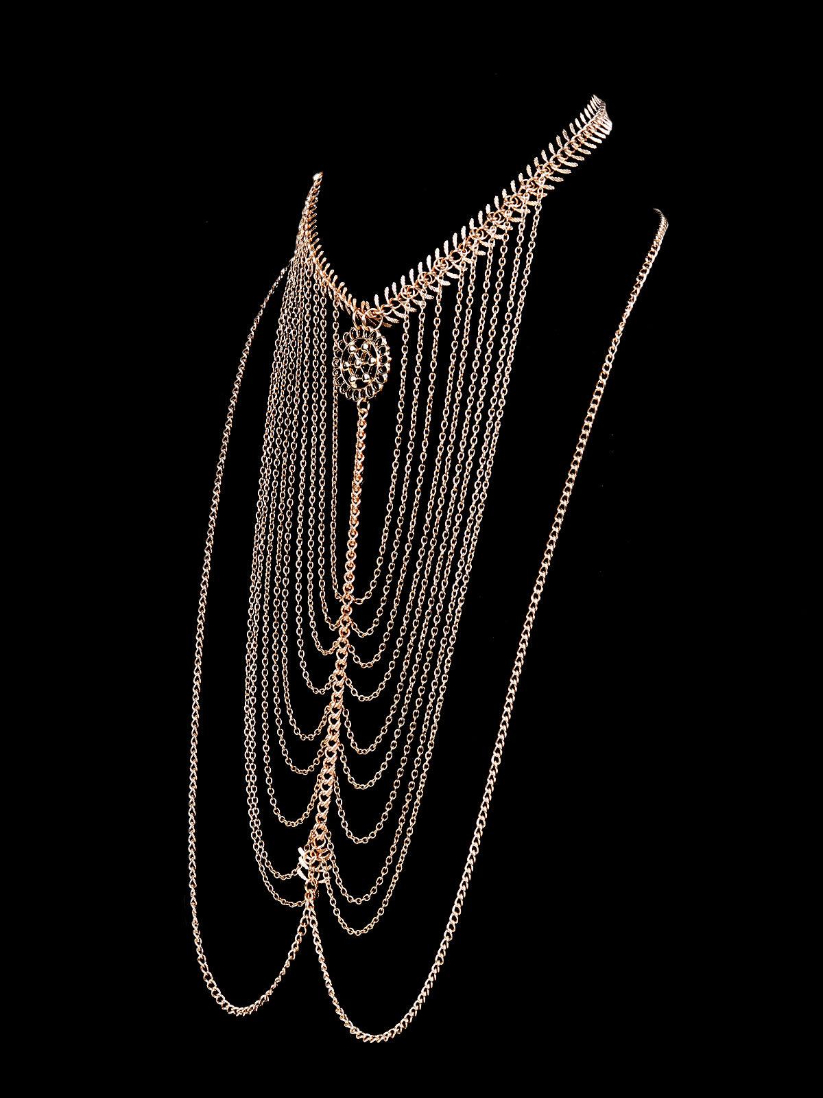 Women's Stunning Gold Textured Body Chain - Odette