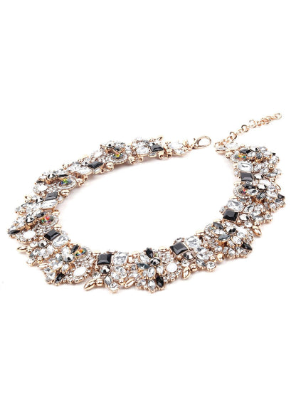 Women's Stunning Studded Choker Necklace Set - Silver - Odette