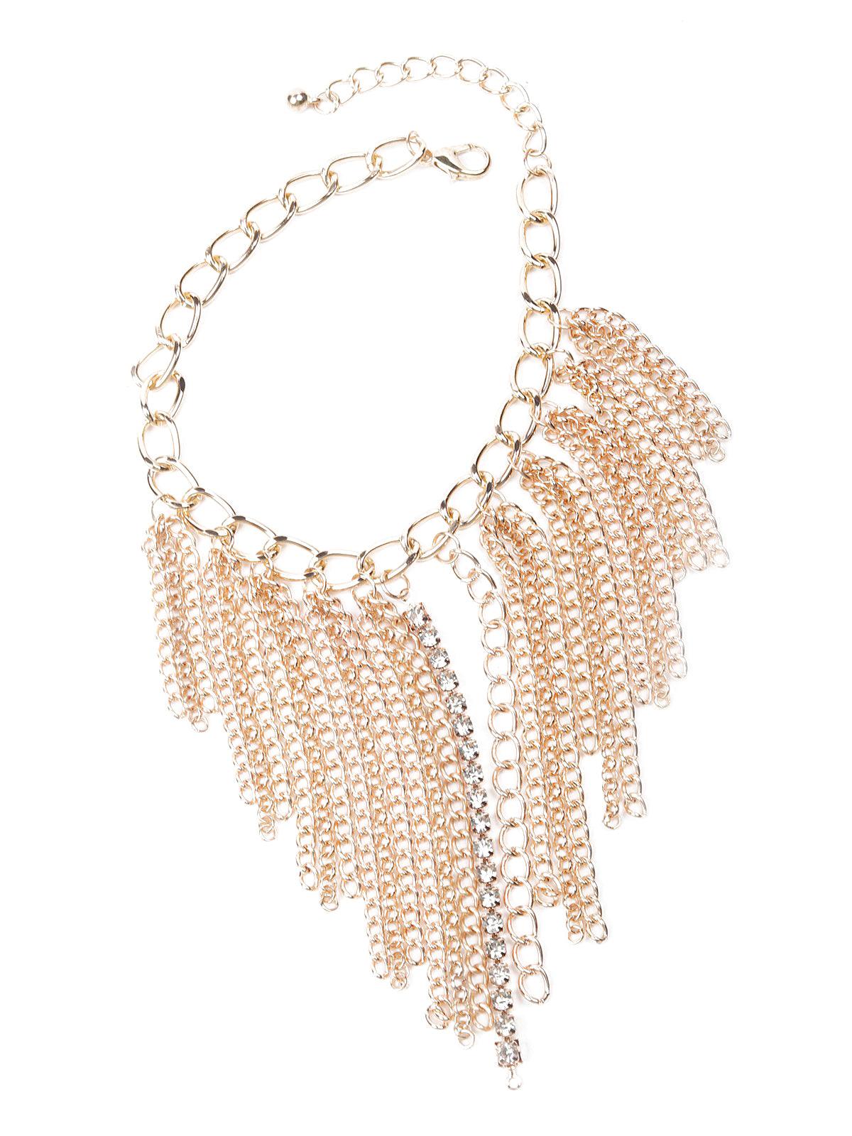 Women's Tassels Of Gold Tone Linked Chain Necklace - Odette