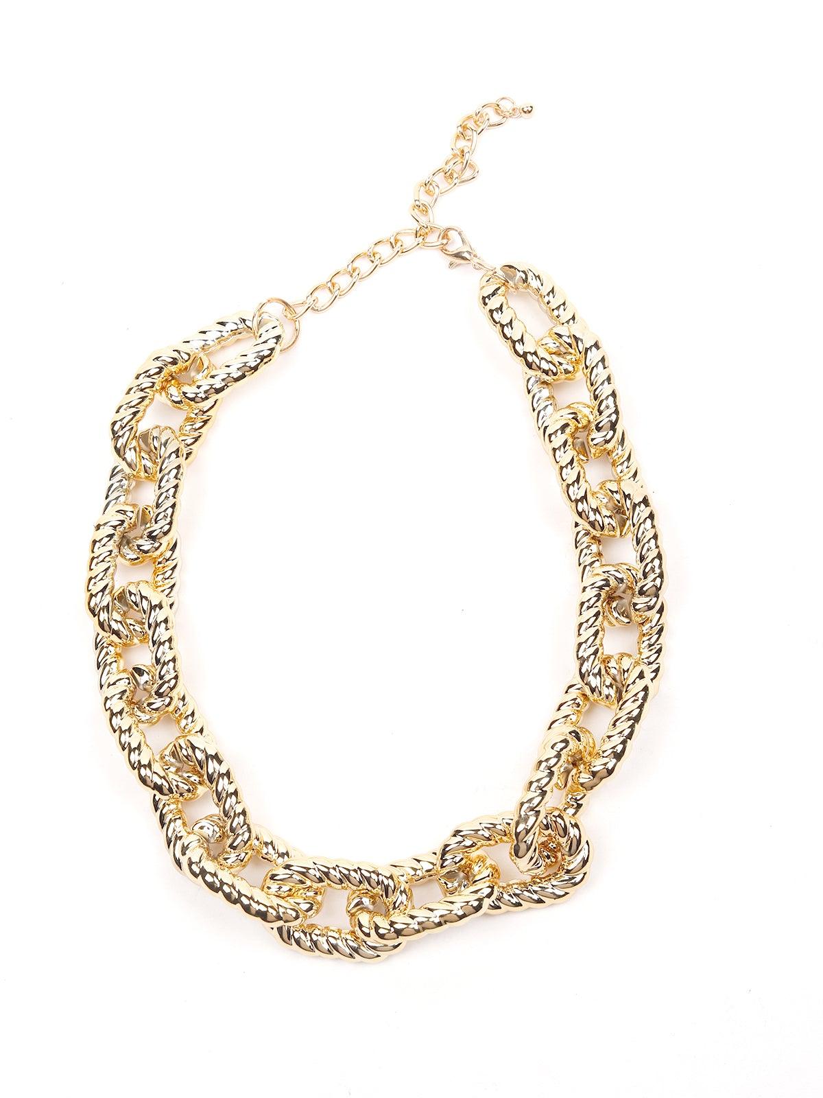 Women's Texture Metallic Gold Chain - Odette