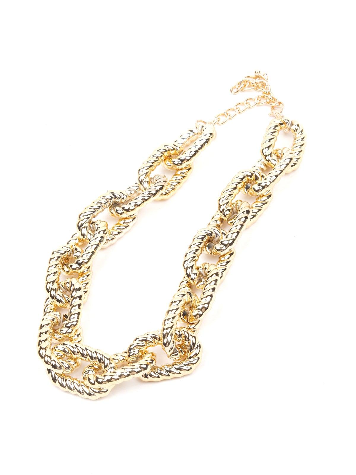 Women's Texture Metallic Gold Chain - Odette