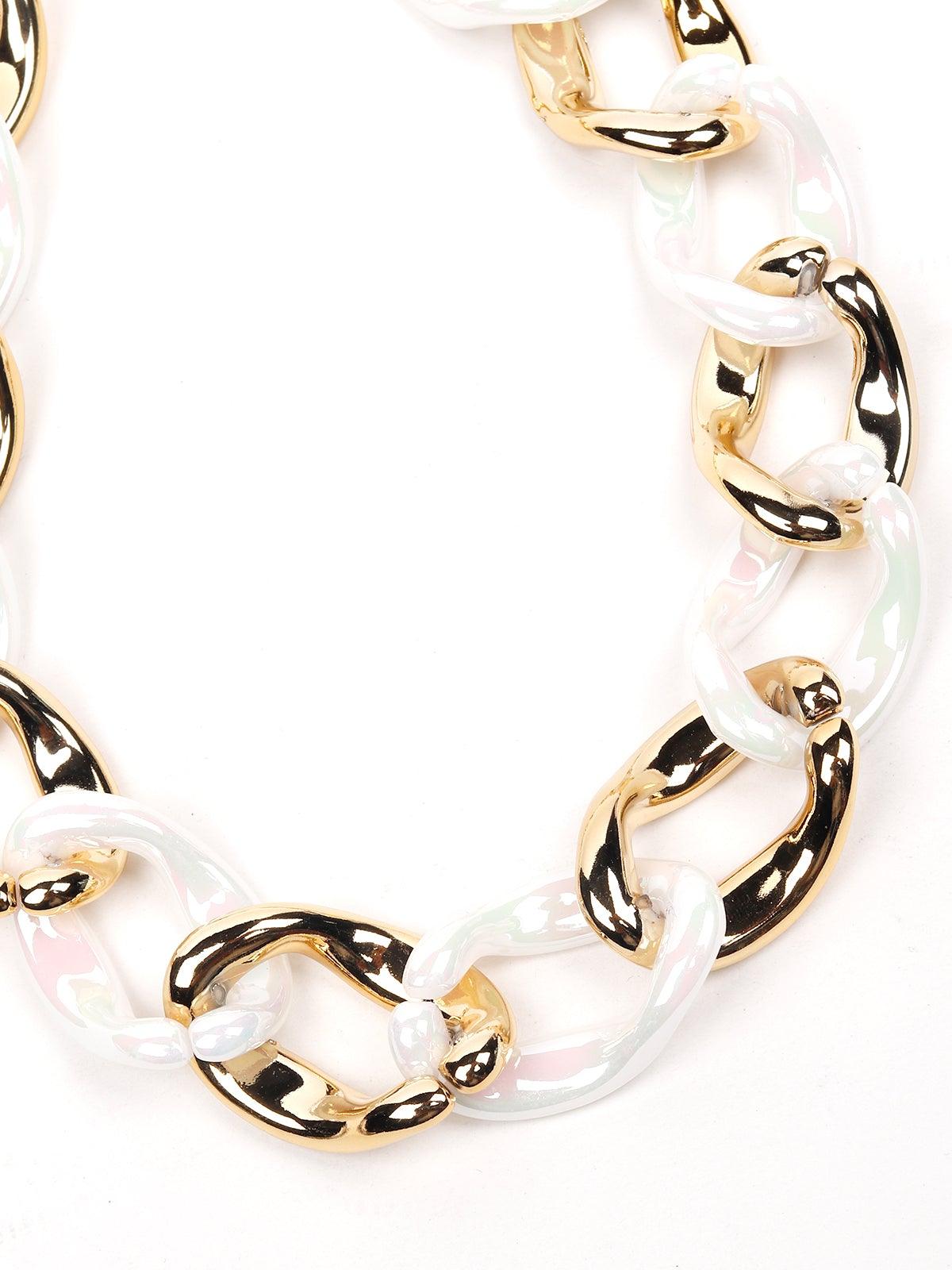 Women's The Classic White And Gold Chunky Chain - Odette