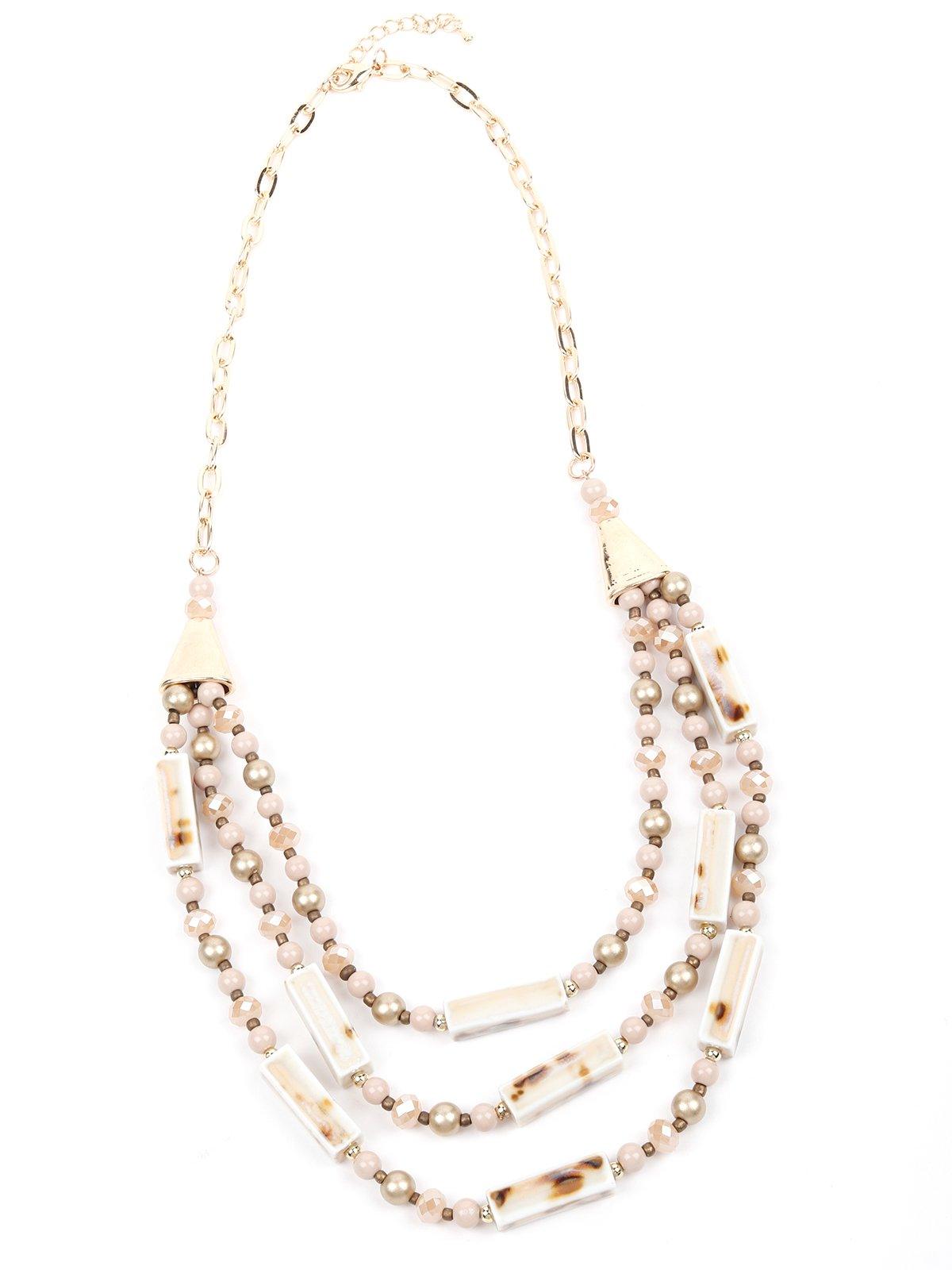 Women's Three-Layered Beaded Chain-Beige - Odette