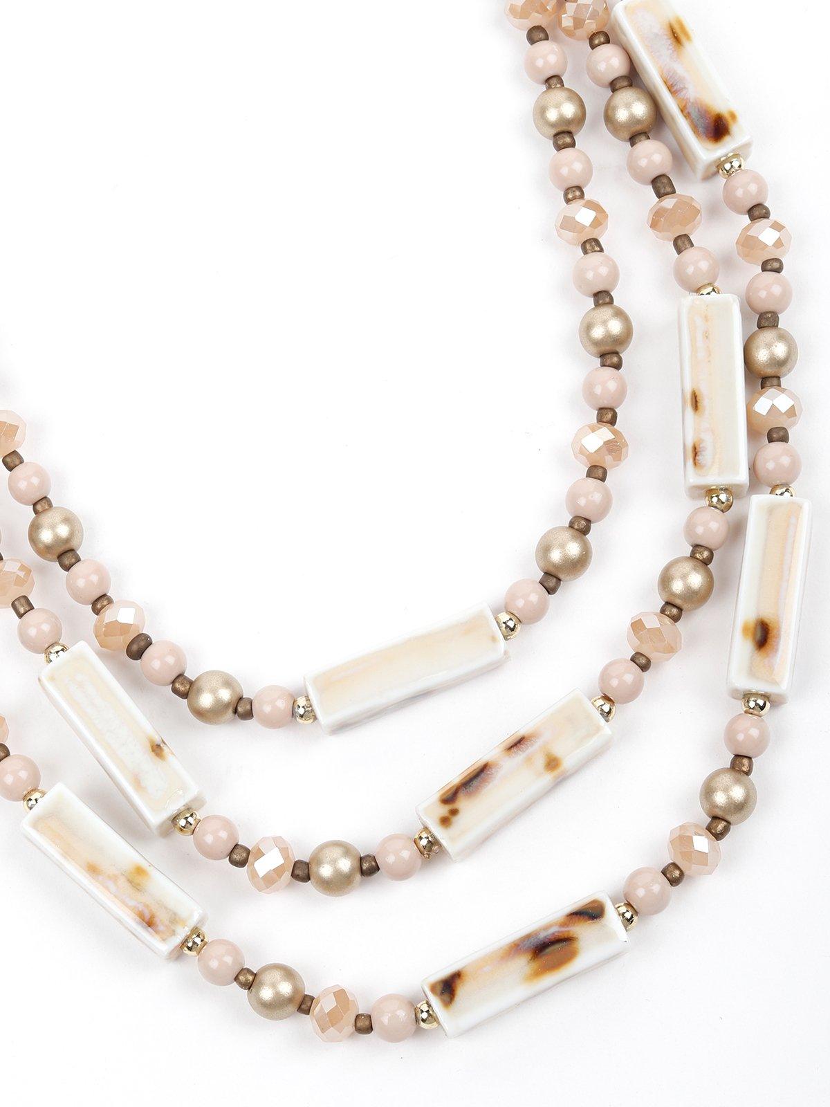 Women's Three-Layered Beaded Chain-Beige - Odette