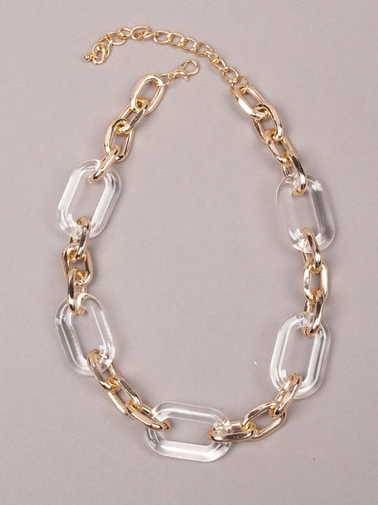 Women's Transparent And Gold-Tone Interlinked Chained Necklace - Odette