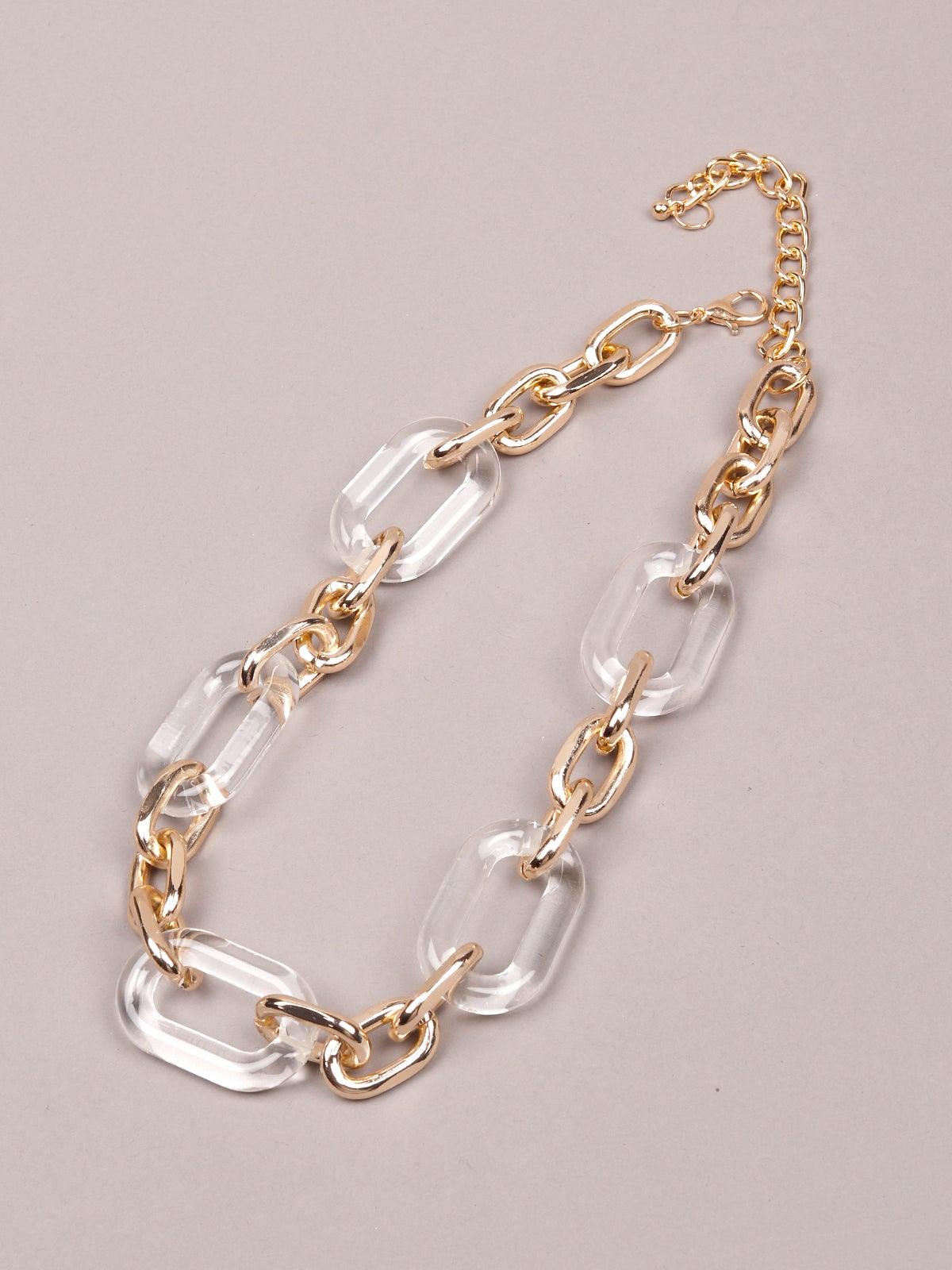 Women's Transparent And Gold-Tone Interlinked Chained Necklace - Odette