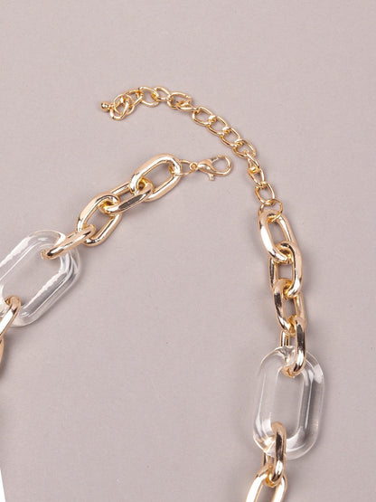 Women's Transparent And Gold-Tone Interlinked Chained Necklace - Odette