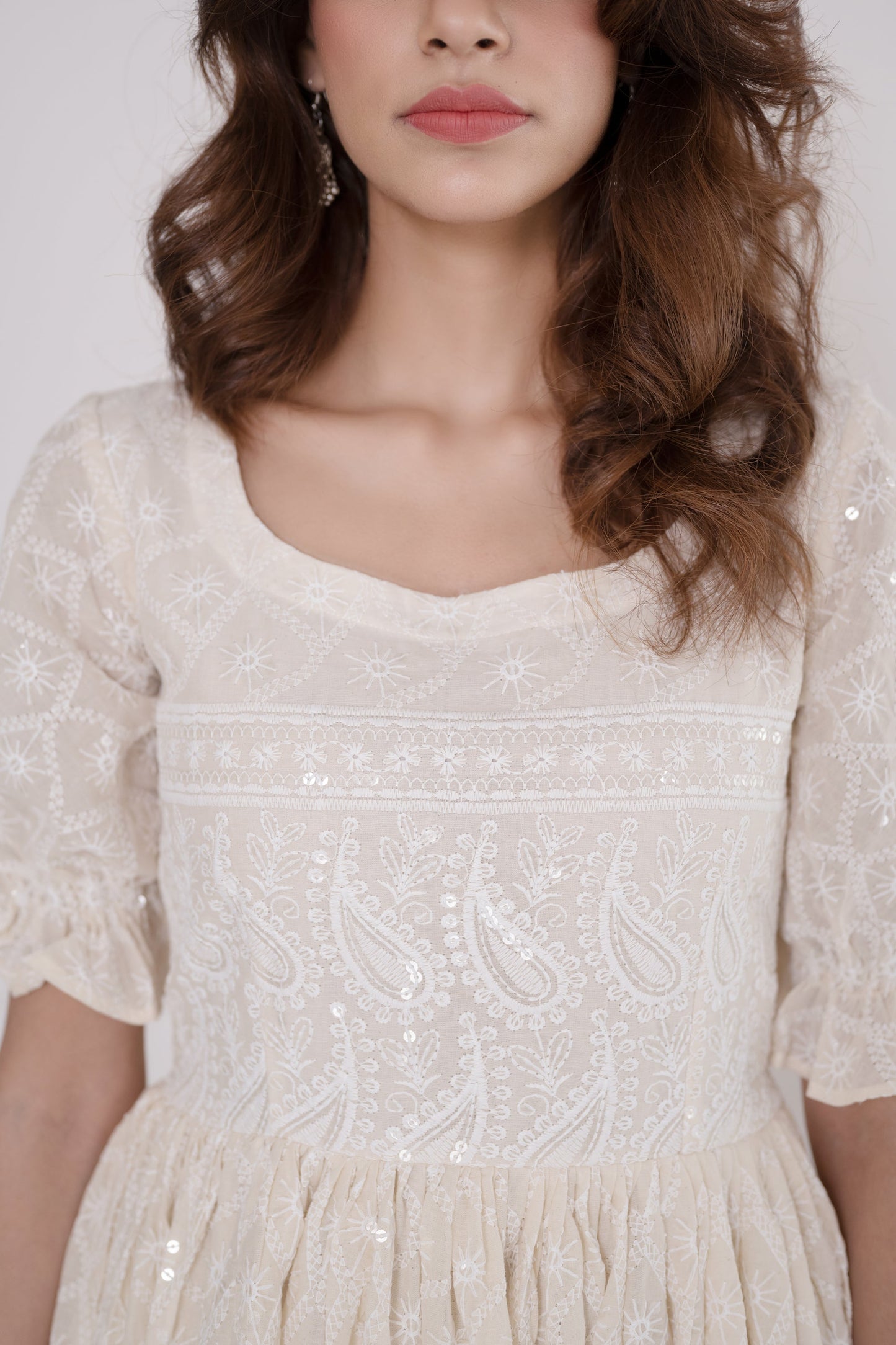 Women's White Embroidered Dress