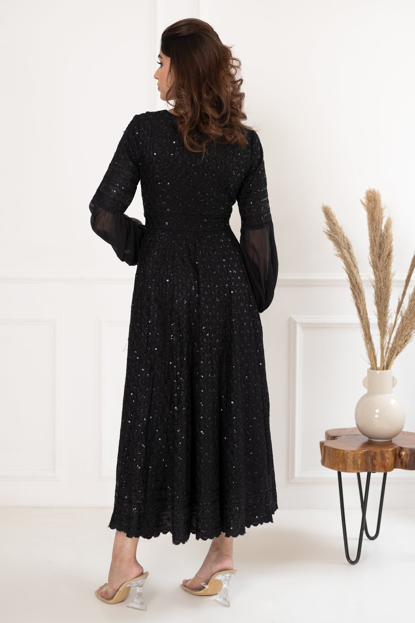 Women's Black Embroidered Dress