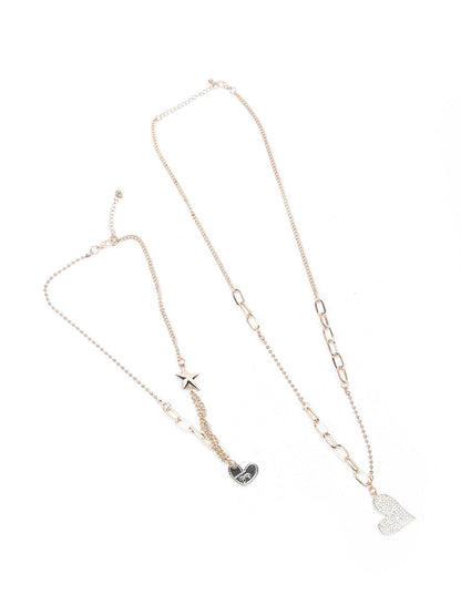 Women's Two-Piece Necklace With A Heart-Shaped Pendant - Odette