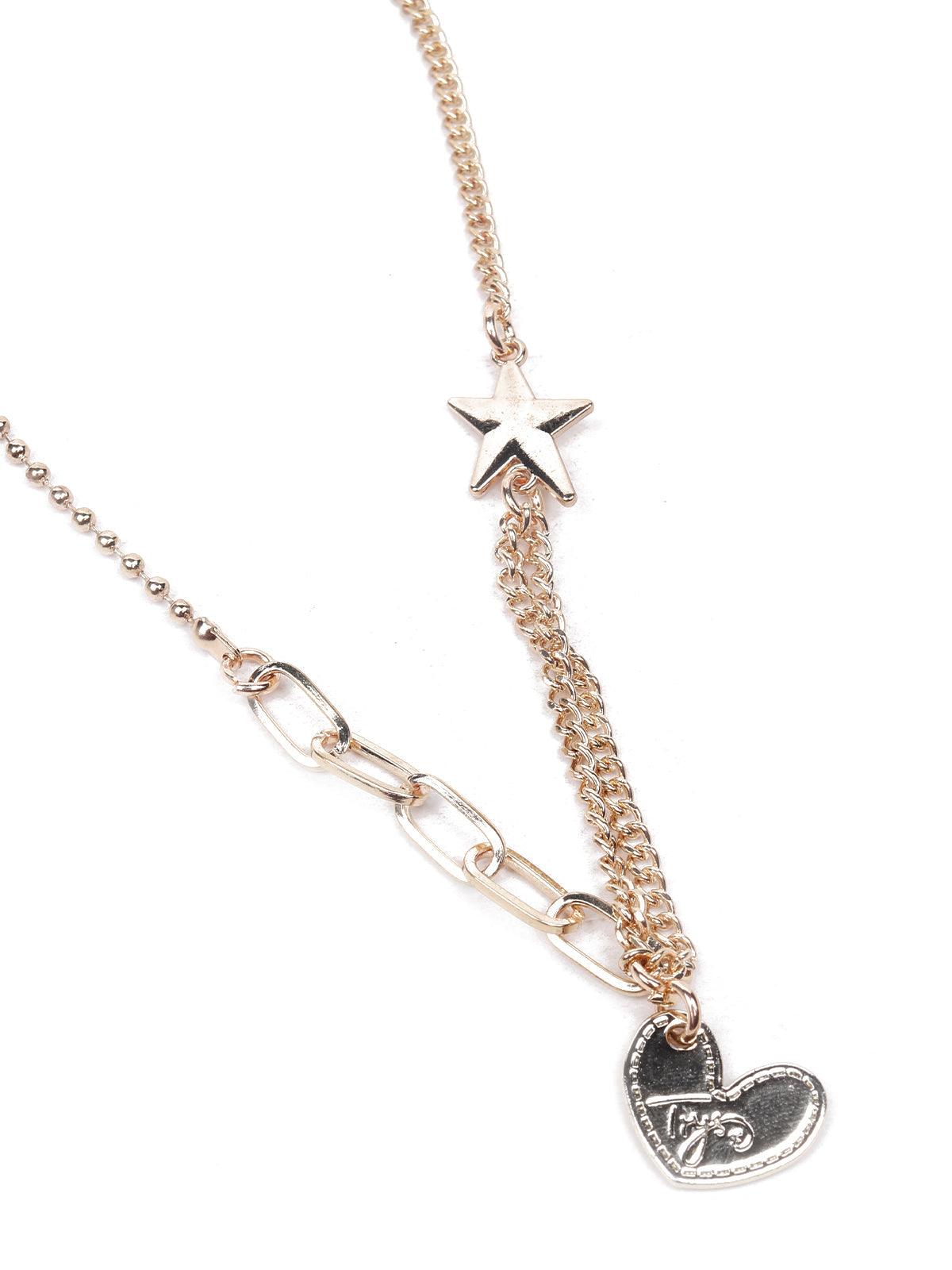 Women's Two-Piece Necklace With A Heart-Shaped Pendant - Odette