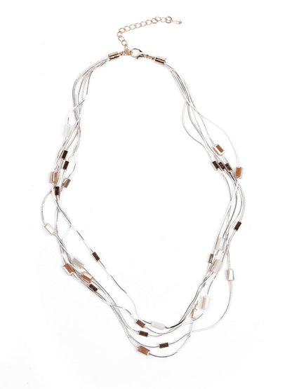 Women's Whimsical Silver Multilayered Necklace - Odette