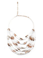 Women's White And Gold Layered Statement Necklace - Odette