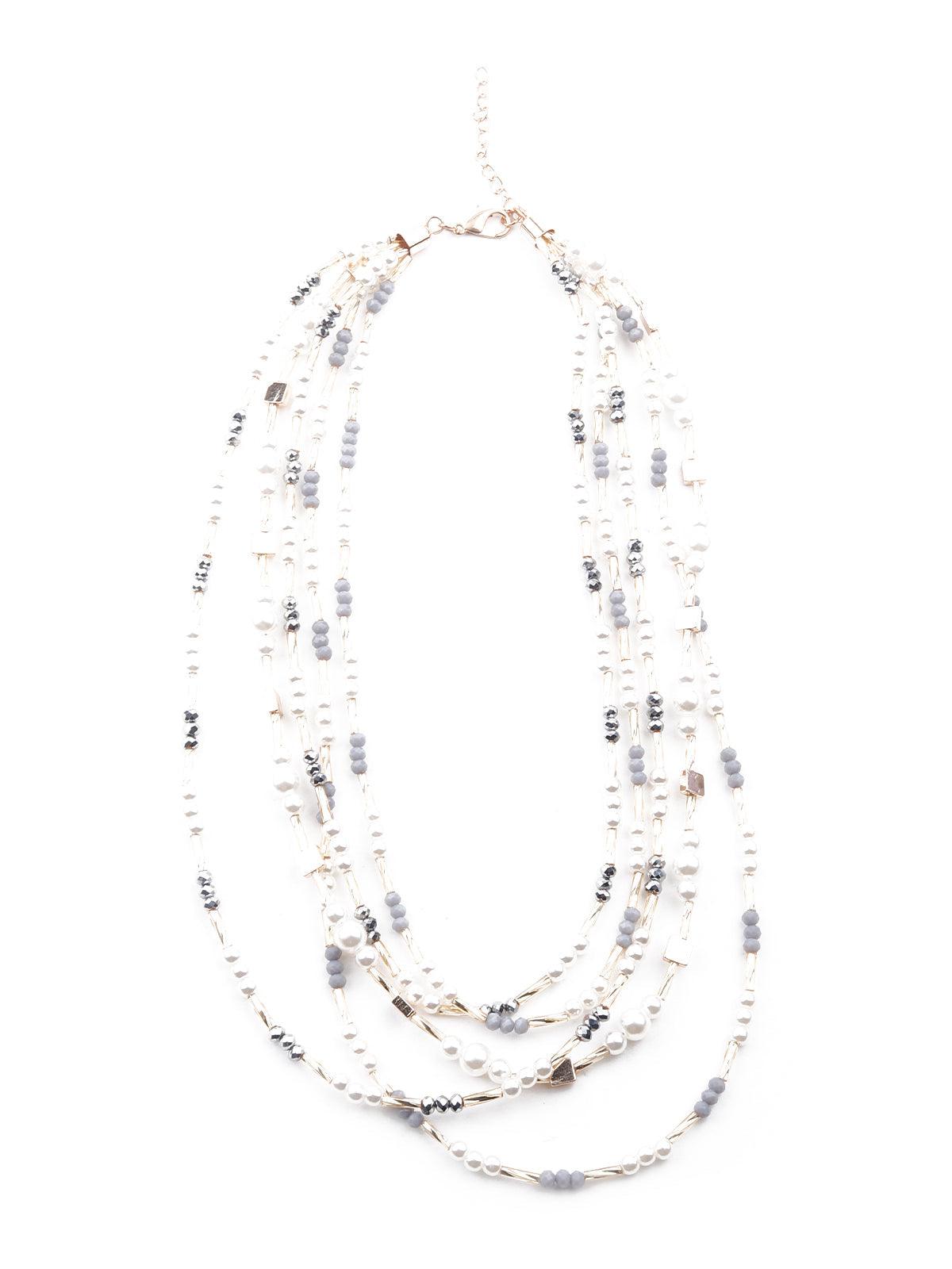 Women's White Multerlayered Statement Necklace - Odette