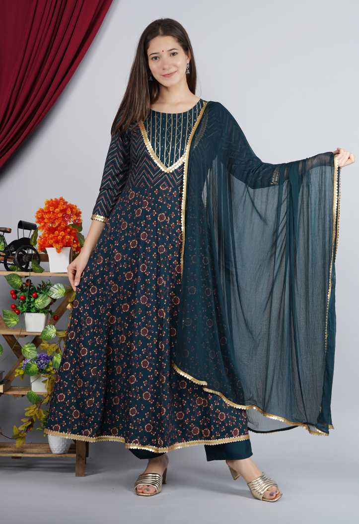 Women's Kurta And Palazzo Set Rayon