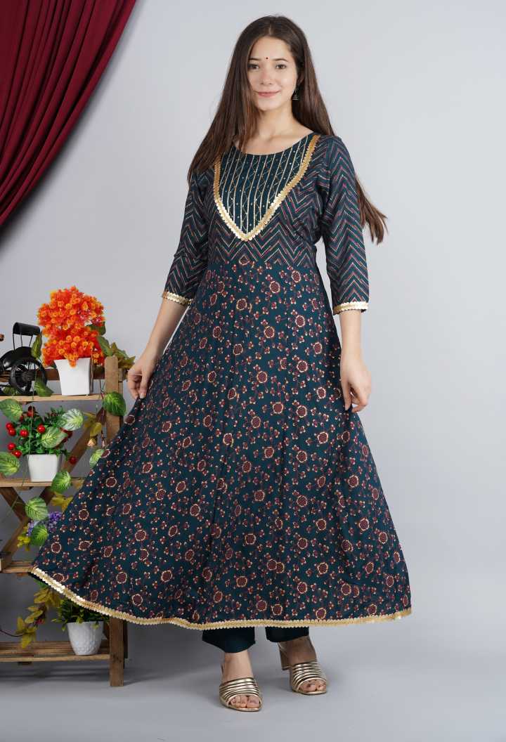 Women's Kurta And Palazzo Set Rayon