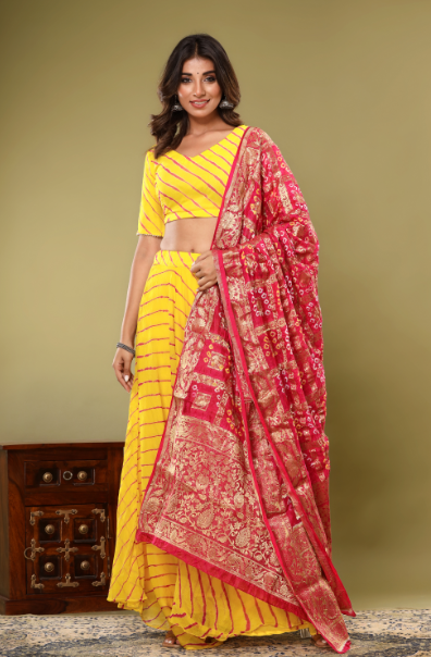 Women's Leheriya Lehenga Set