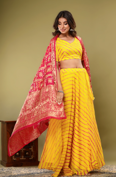 Women's Leheriya Lehenga Set