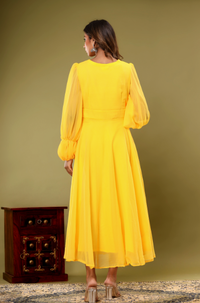 Women's Yellow Hand Painted Gown